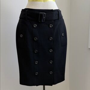 Burberry Black Double-Breasted Midi Skirt Size 6
